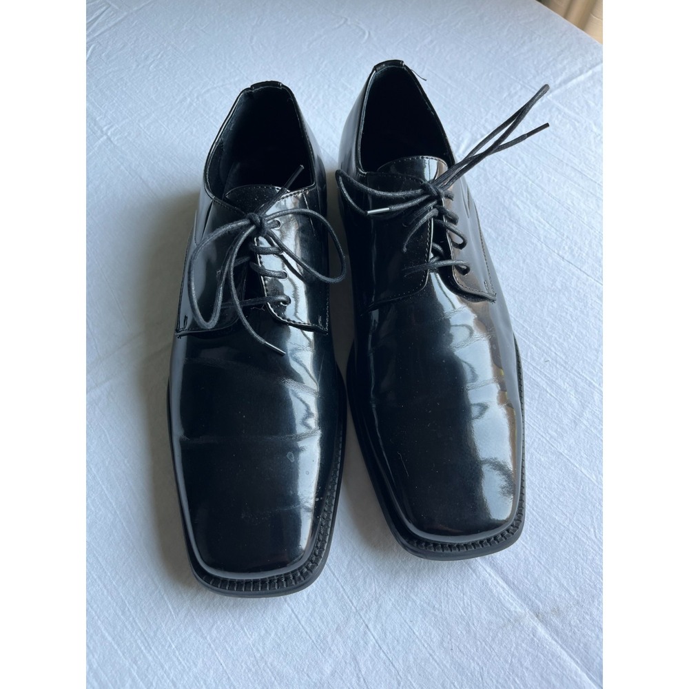 Men's Zengara Black Patent Leather Square Toe Dress Shoes Formal Tuxedo 10M